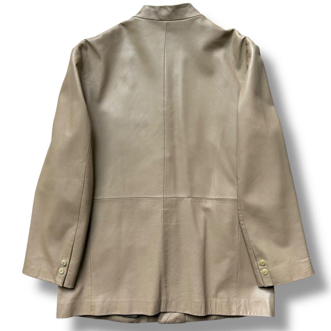 LL バルマン レザーコート シープスキン ベージュ メンズ 比翼 ジャケット