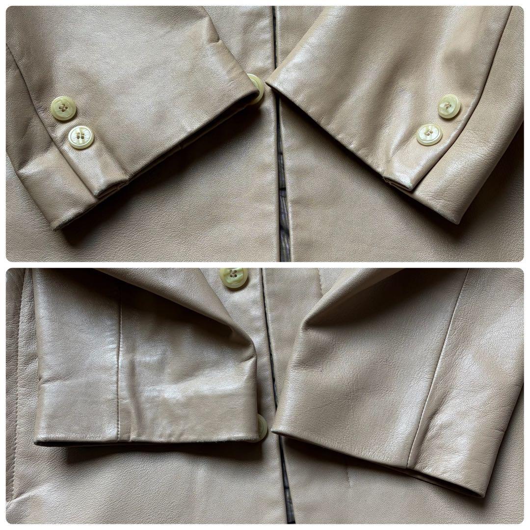 LL バルマン レザーコート シープスキン ベージュ メンズ 比翼 ジャケット