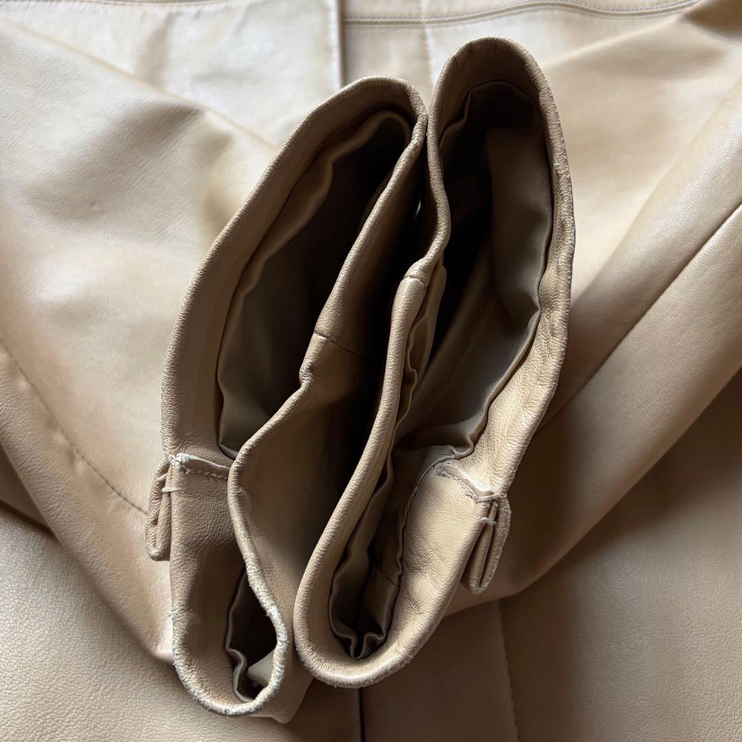 LL バルマン レザーコート シープスキン ベージュ メンズ 比翼 ジャケット