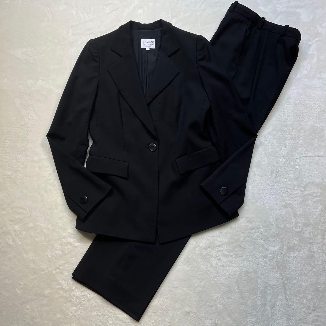 極美品 アルマーニコレツォーニ パンツスーツ ジャケット スラックス 黒 M