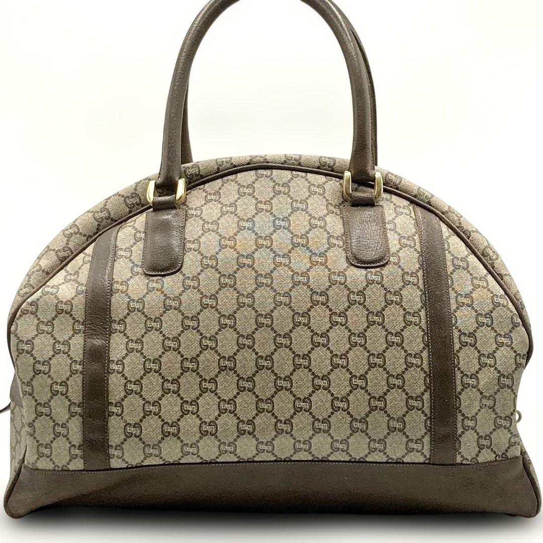 GUCCI ボストンバッグ レザー PVC GG ハンドバッグ 大容量 ロゴ