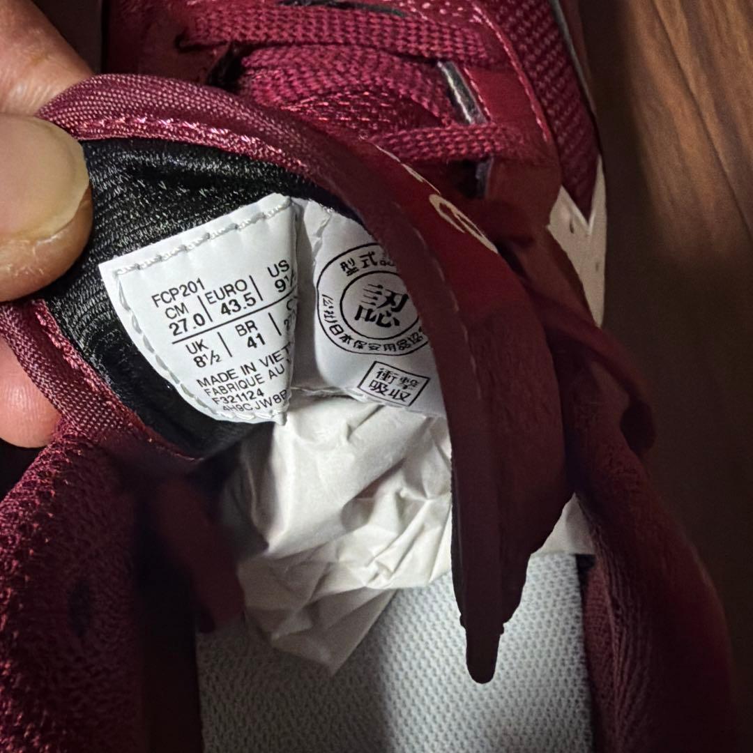 asics バーガンディ安全靴27cm