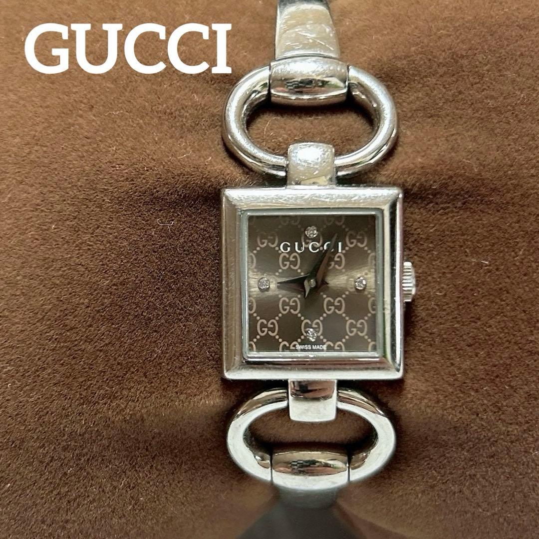 GUCCI 腕時計 レディース Gスクエア GG柄 ダイヤインデックス