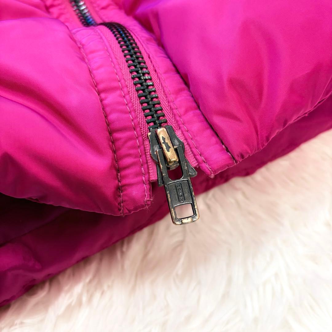COACH シープレザー切替ボアダウンジャケット ピンク S