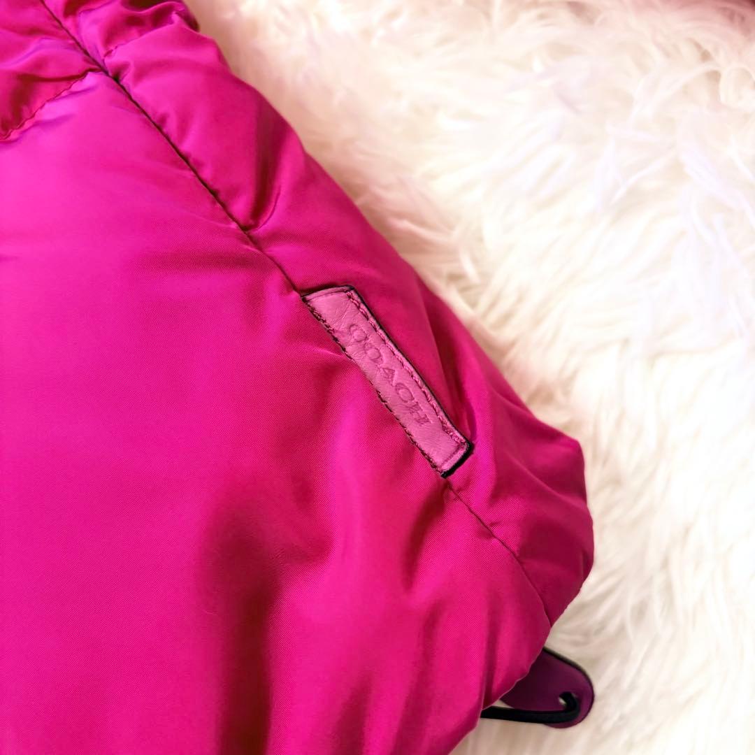 COACH シープレザー切替ボアダウンジャケット ピンク S