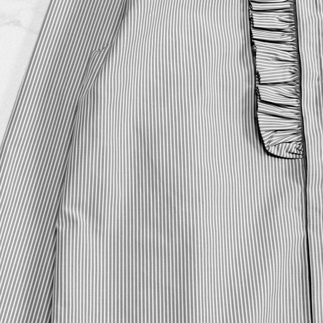 美品 ドゥロワー スタンドカラー フロントフリル ブラウス シャツ バンドカラー