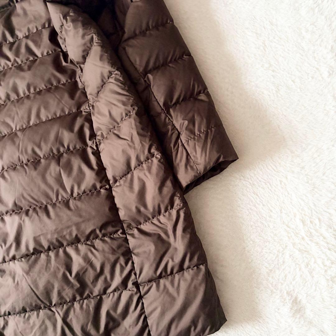 5552 美品✨ モンベル トラベルダウンロングコート L ブラウン 収納袋付き