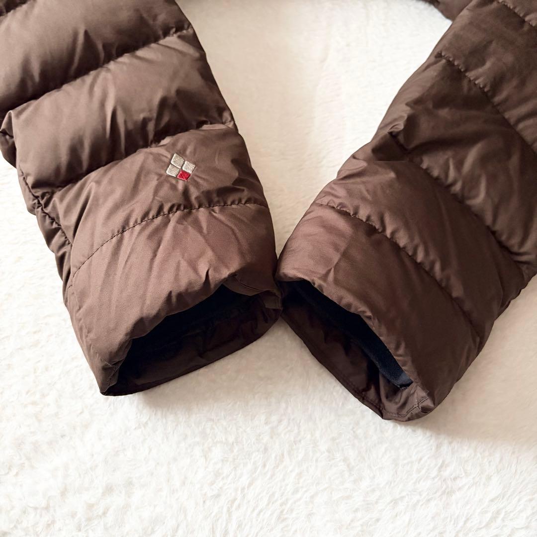 5552 美品✨ モンベル トラベルダウンロングコート L ブラウン 収納袋付き