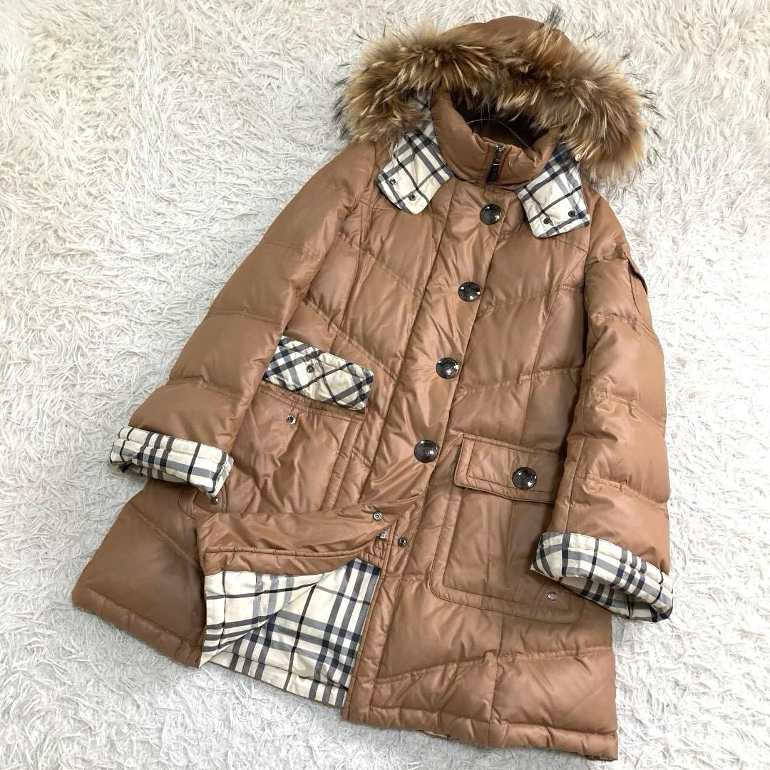 17010✨バーバリーブルーレーベル 40 L ノバチェック ダウンジャケット