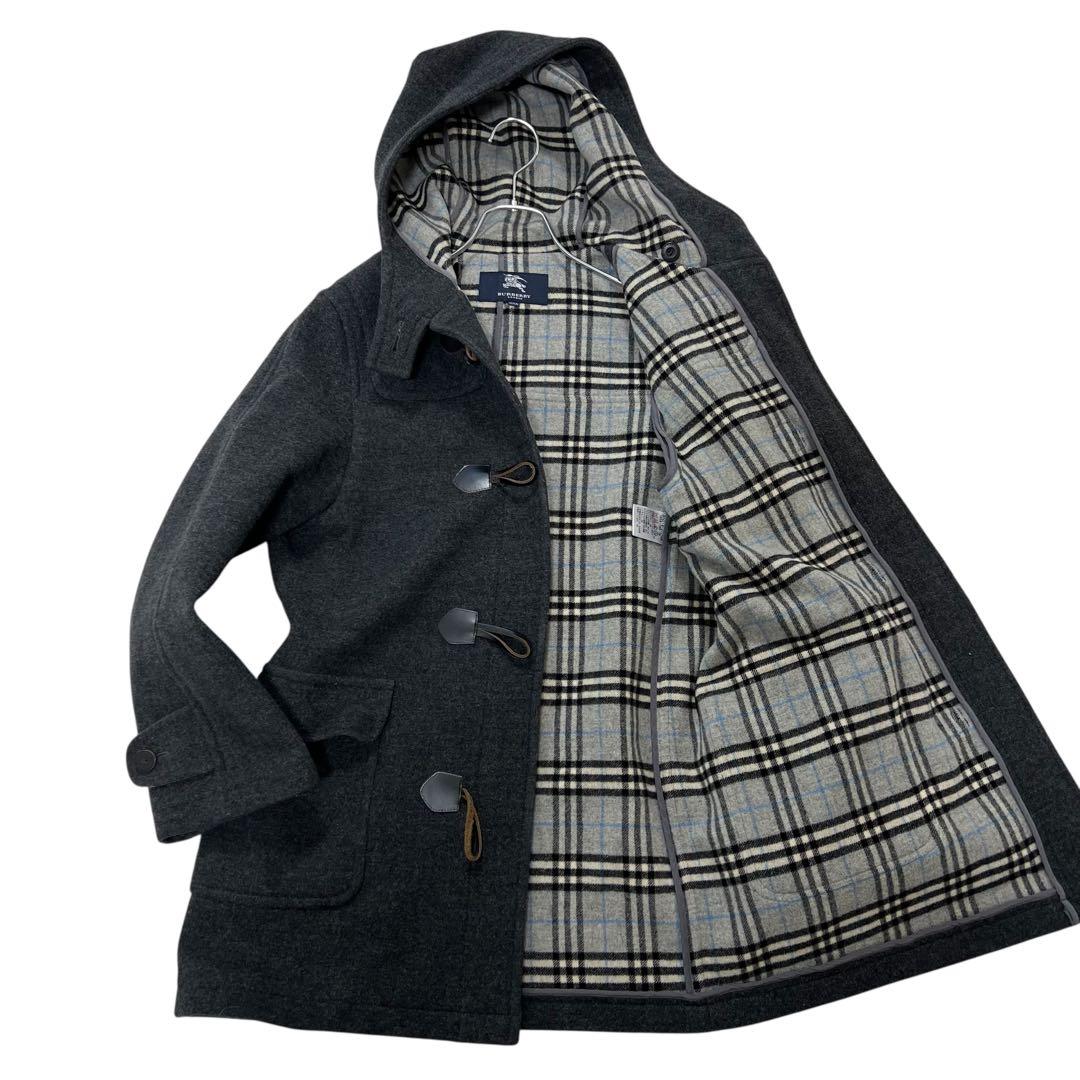 バーバリーロンドン ダッフルコート M相当160A チャコールグレー チェック