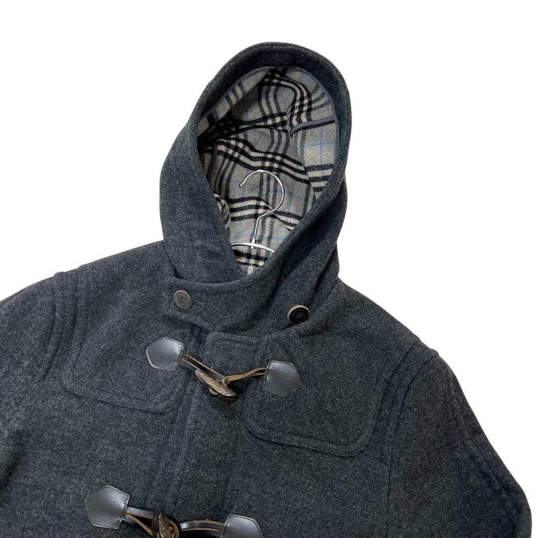 バーバリーロンドン ダッフルコート M相当160A チャコールグレー チェック