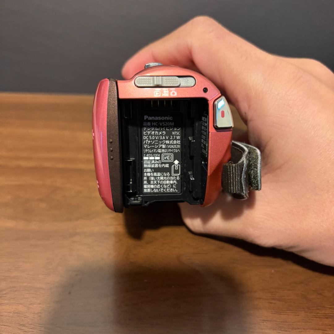 Panasonic HC-V520M ピンク ビデオカメラ 社外充電器付