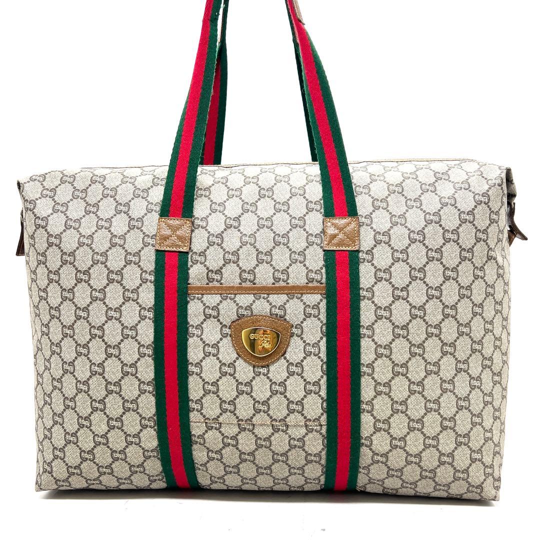 【極美品】グッチ ボストンバッグ シェリーライン GG プラス PVC