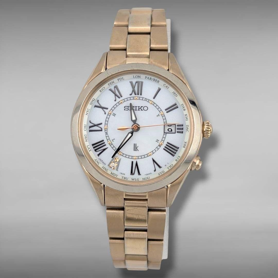 【稼働】セイコー ルキア 電波ソーラー シェル文字盤 チタン レディース