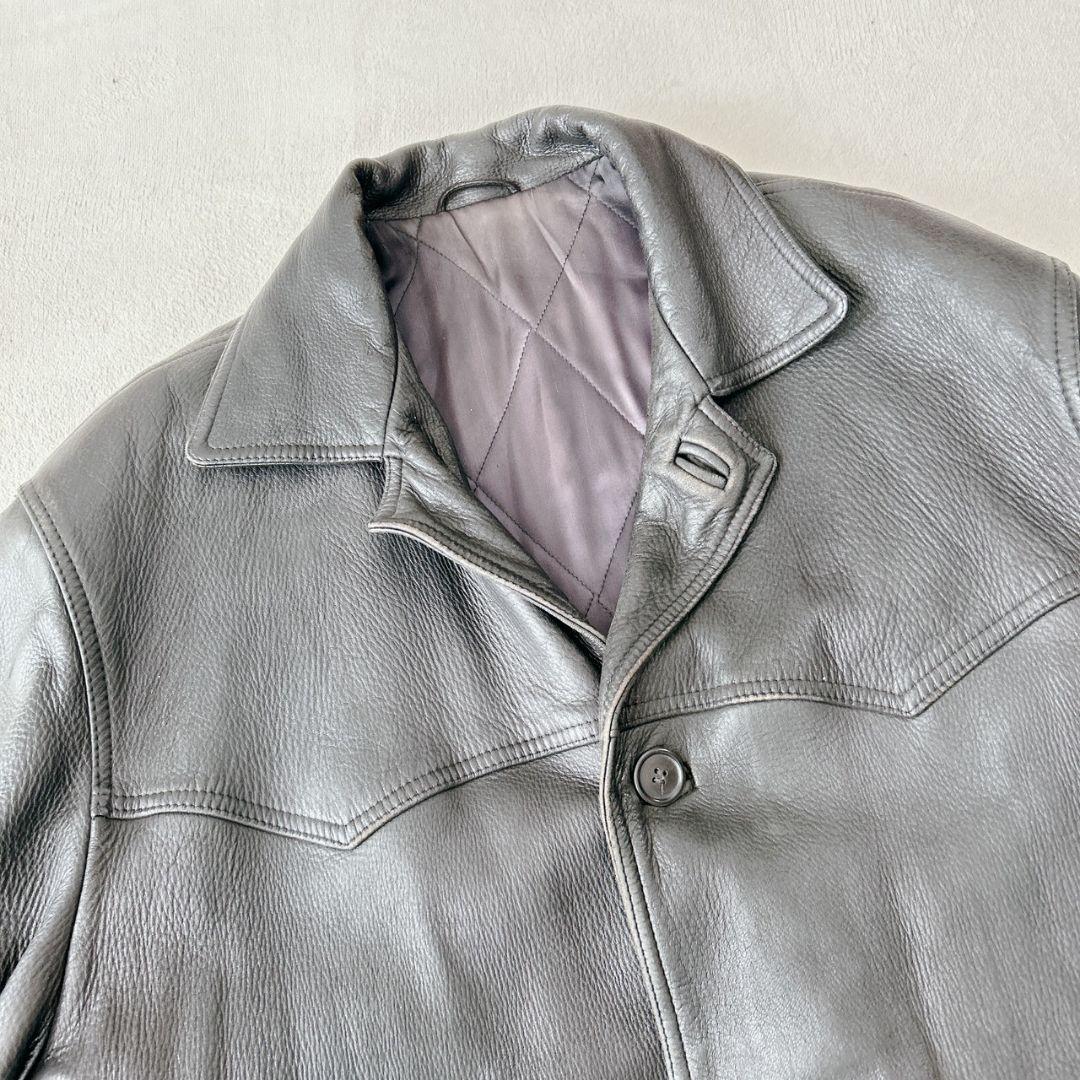 ダーバン DURBAN ディアスキン 鹿革 コート ジャケット ブラック 黒