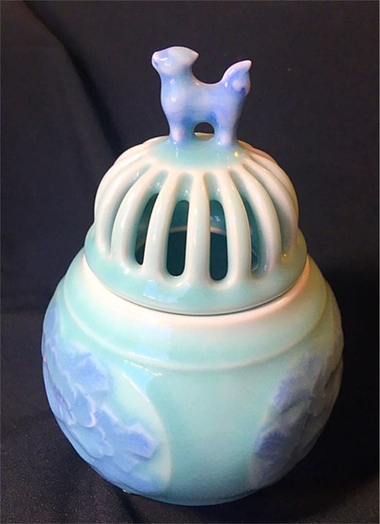 香炉　青磁　鍋島焼　小笠原長春造