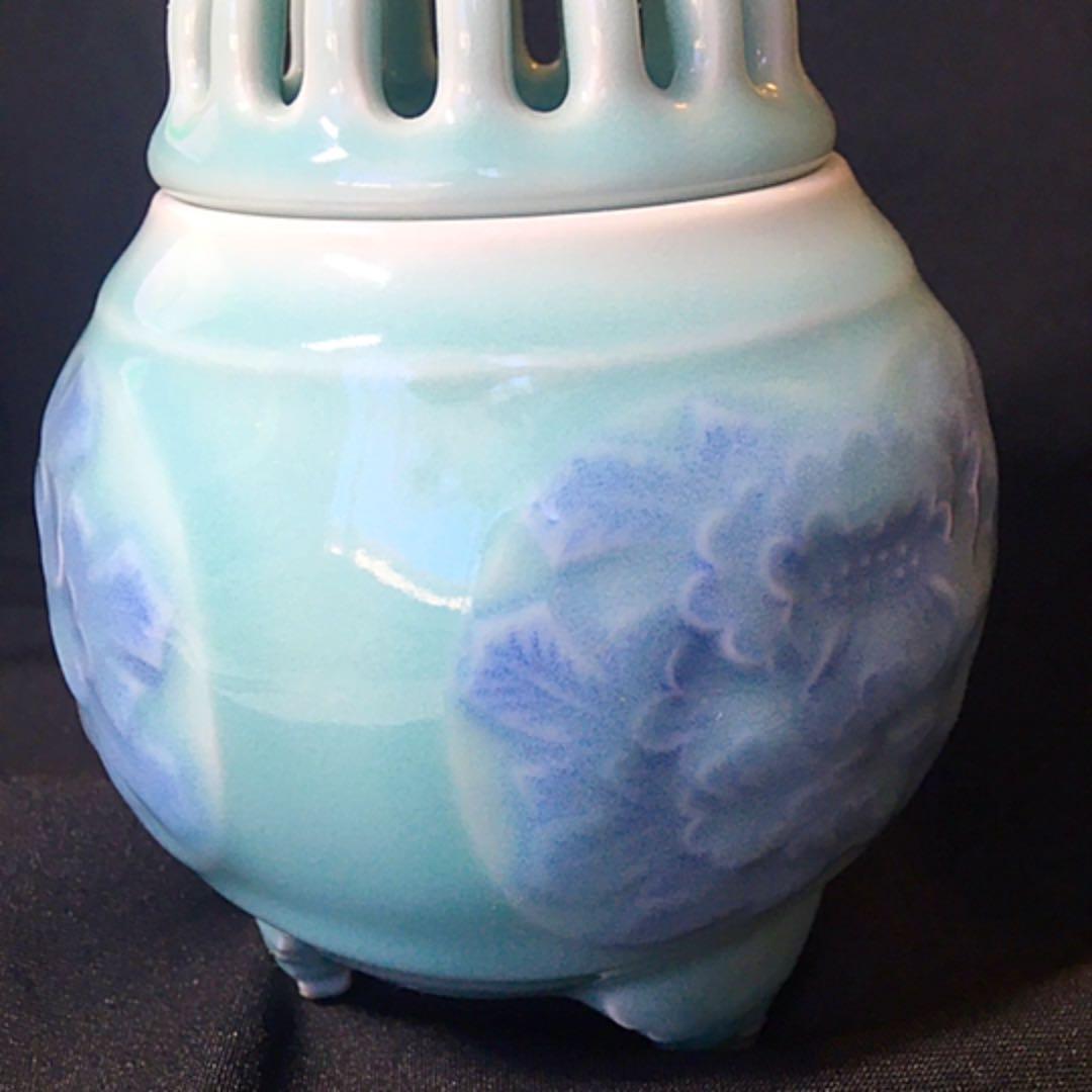 香炉　青磁　鍋島焼　小笠原長春造