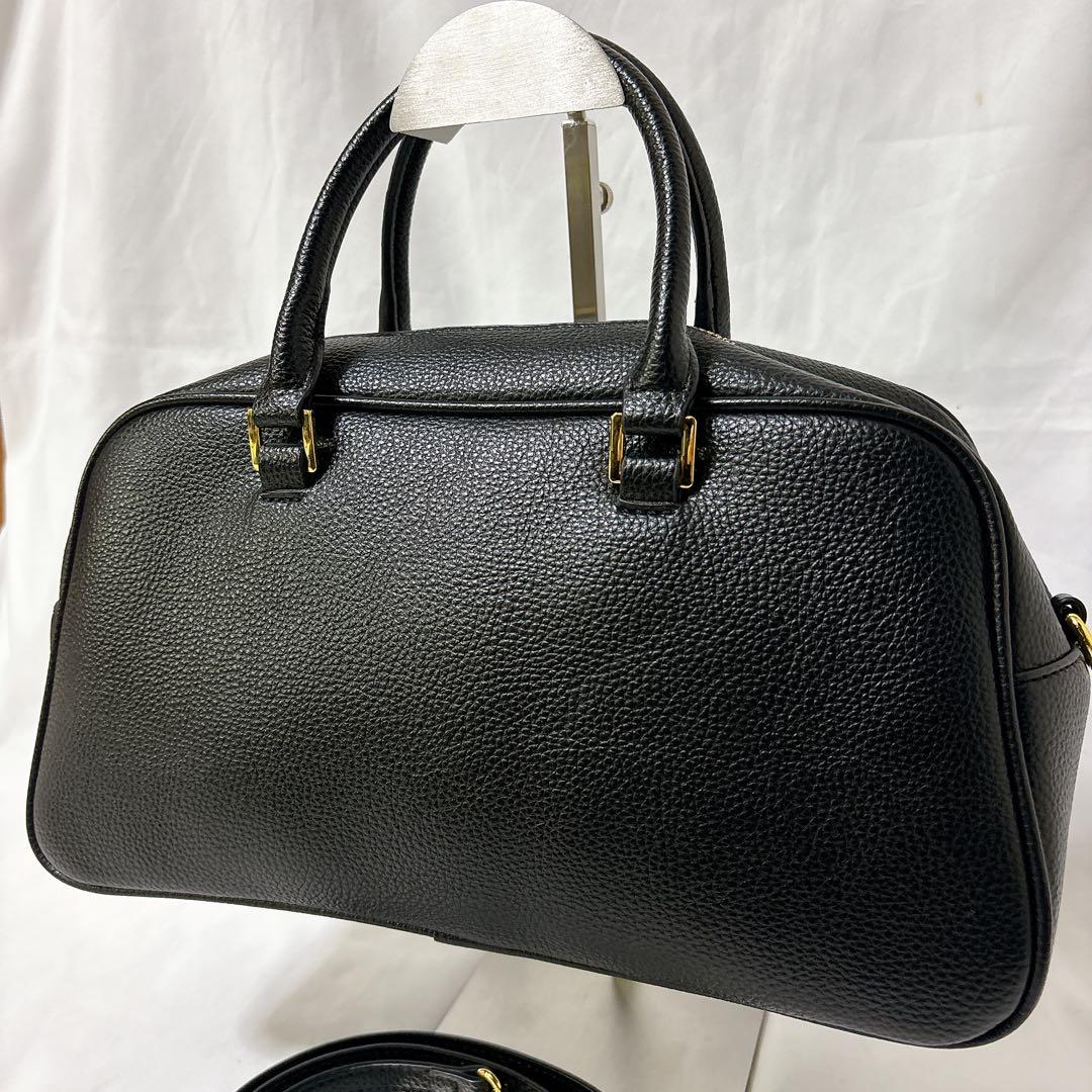 【美品】スローブイエナ スクエア ボストンバッグ ブラック 2way レザー