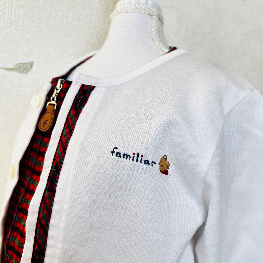 familiar 定番チェックのワンピースとカーディガンのセット 80cm