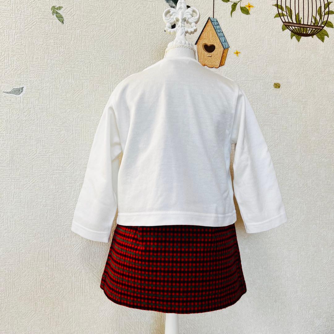 familiar 定番チェックのワンピースとカーディガンのセット 80cm