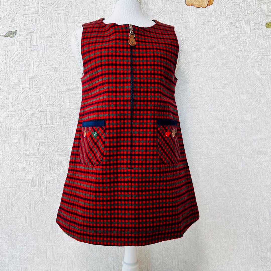 familiar 定番チェックのワンピースとカーディガンのセット 80cm