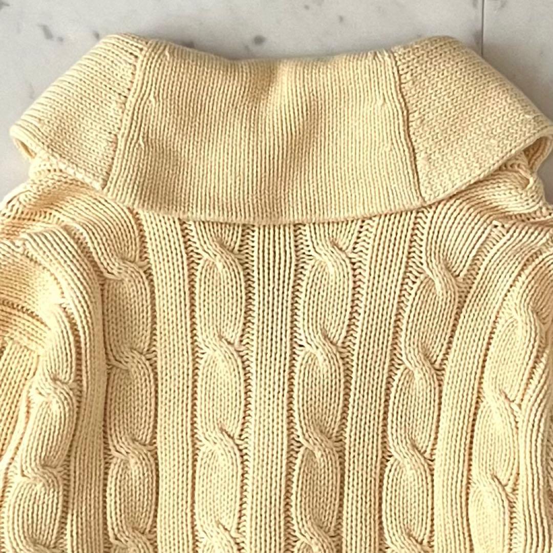 美品＊ポロバイラルフローレン コットンカシミヤケーブル編みカーディガン イエロー