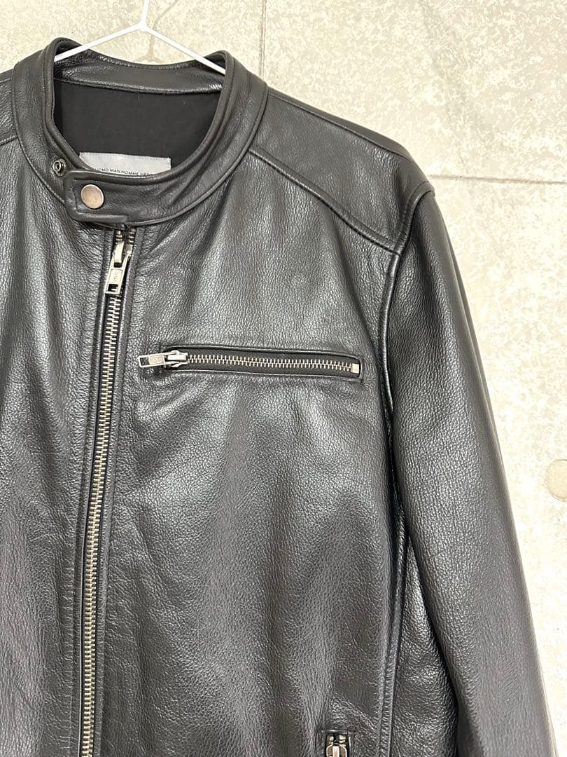 極美品 BOLINI レザー シングル ライダース 46 ブラック