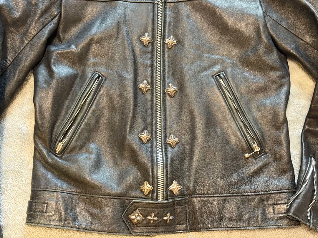 666 Leather Wear カスタム　シングルライダース 英国製 黒 38