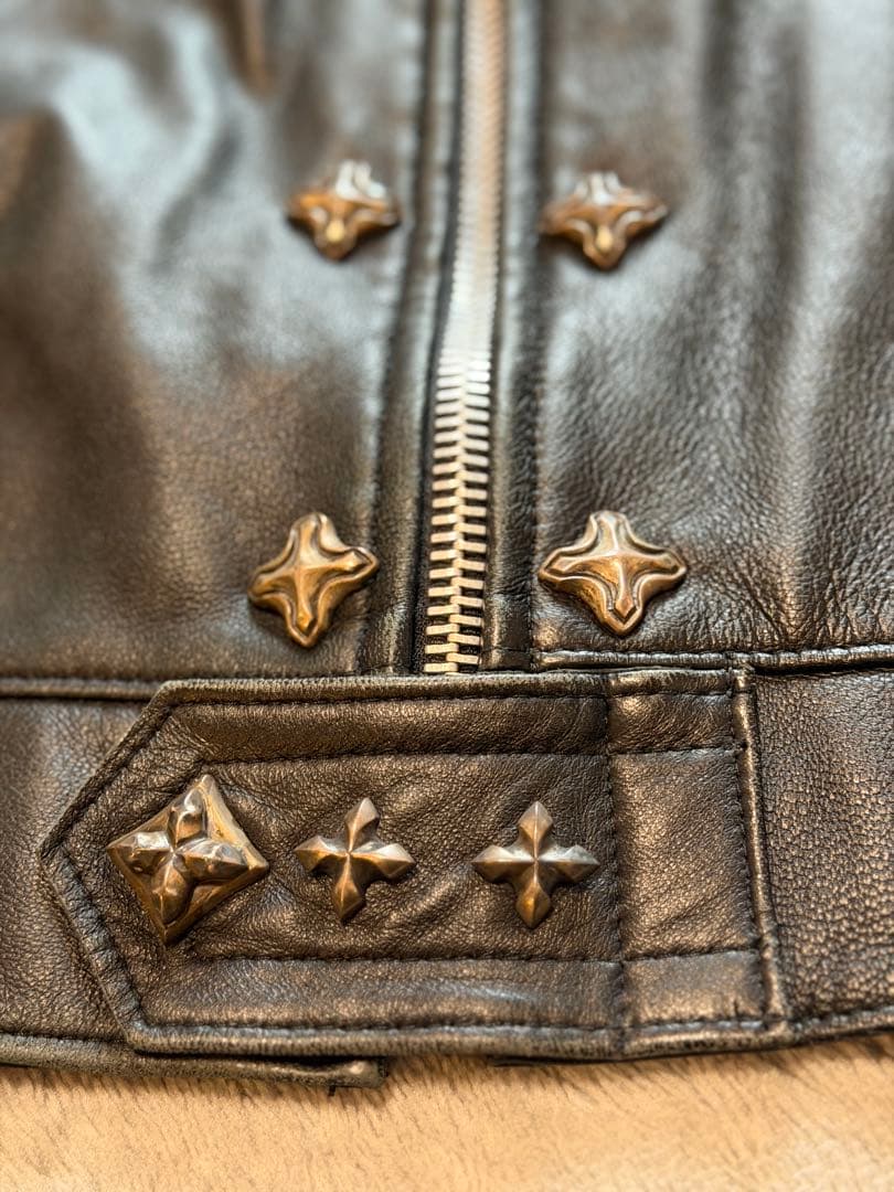 666 Leather Wear カスタム　シングルライダース 英国製 黒 38