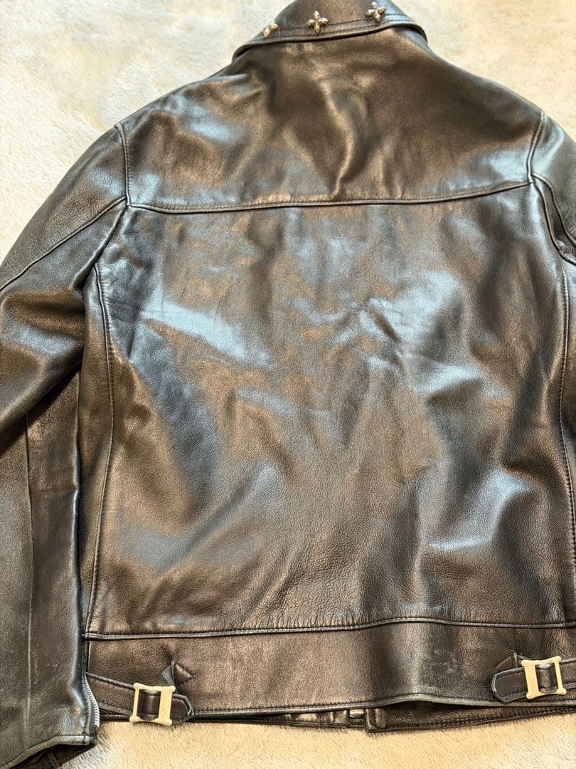 666 Leather Wear カスタム　シングルライダース 英国製 黒 38