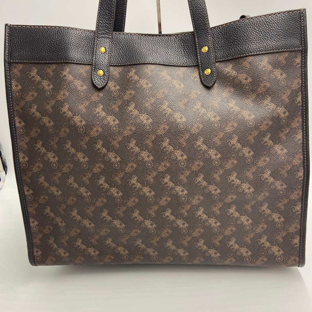 極美品✨ コーチ フィールド トート 40 ホースアンドキャリッジ 馬車柄 黒