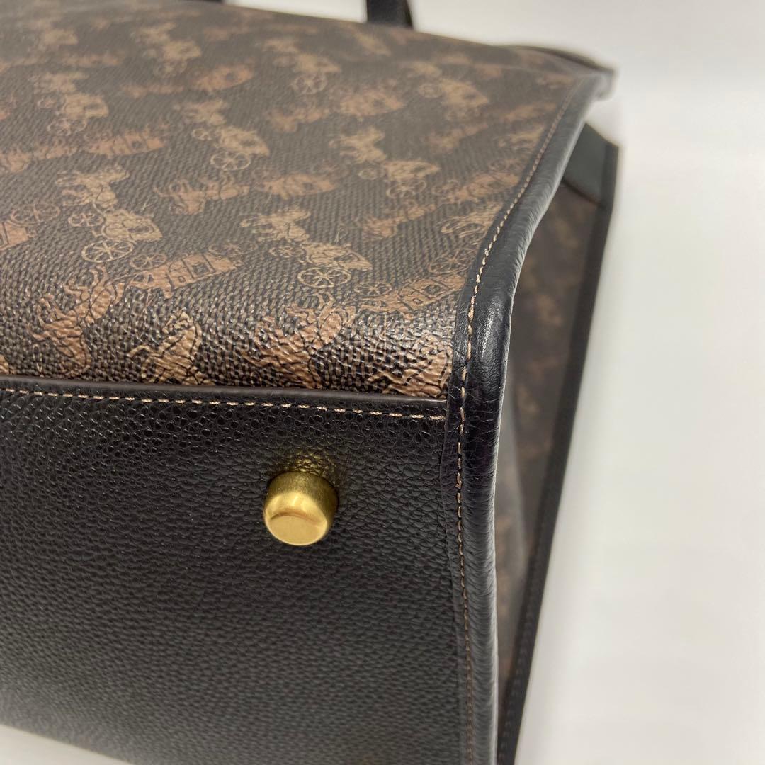 極美品✨ コーチ フィールド トート 40 ホースアンドキャリッジ 馬車柄 黒