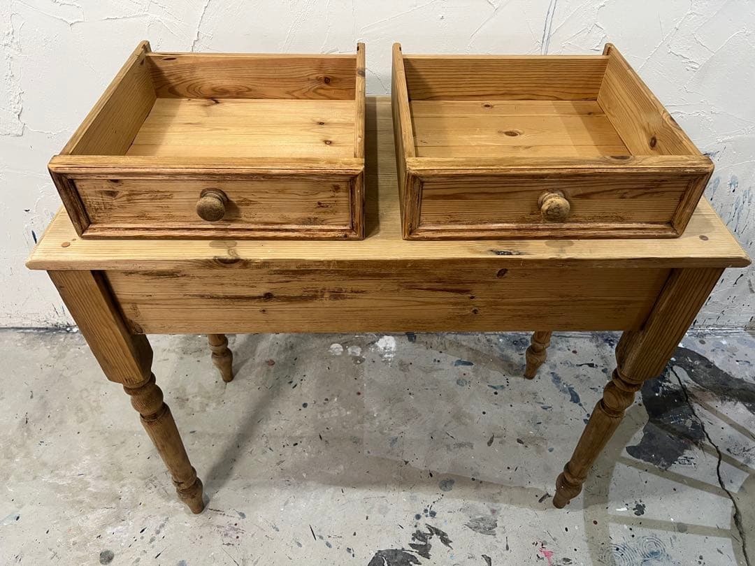 ギリギリ値下げ 剥離 木製コンソールテーブル 引き出し2つ