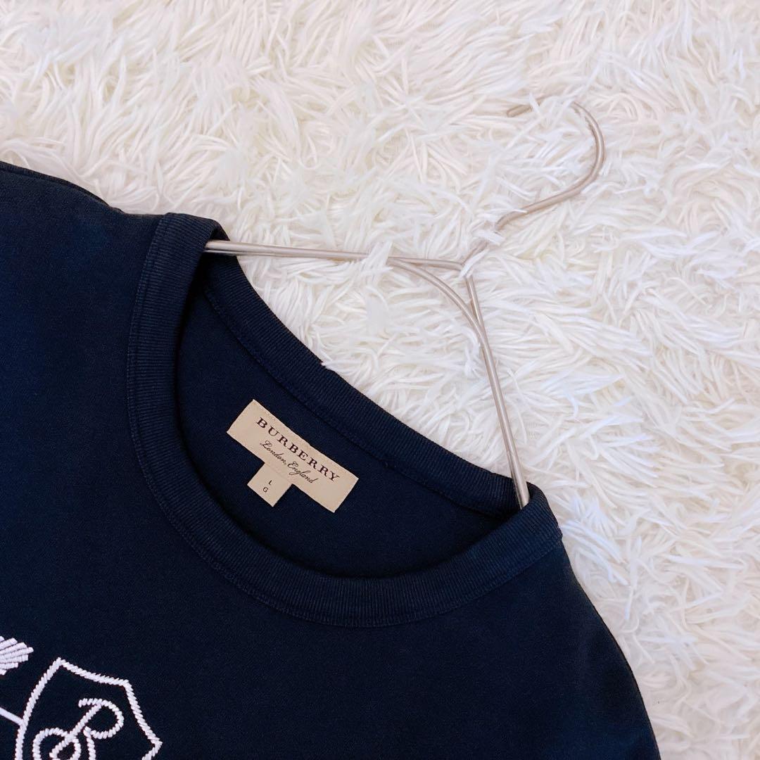 美品✨希少 バーバリー エンブレムロゴ 刺繍 Lサイズ スウェット ビッグロゴ