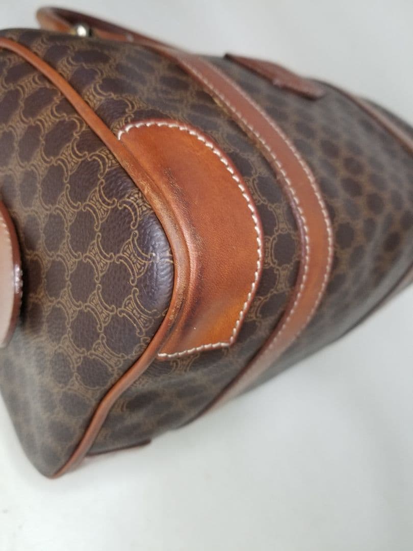 CELINE ハンドバッグ　ミニボストンバッグ　マカダム柄　ダークブラウン