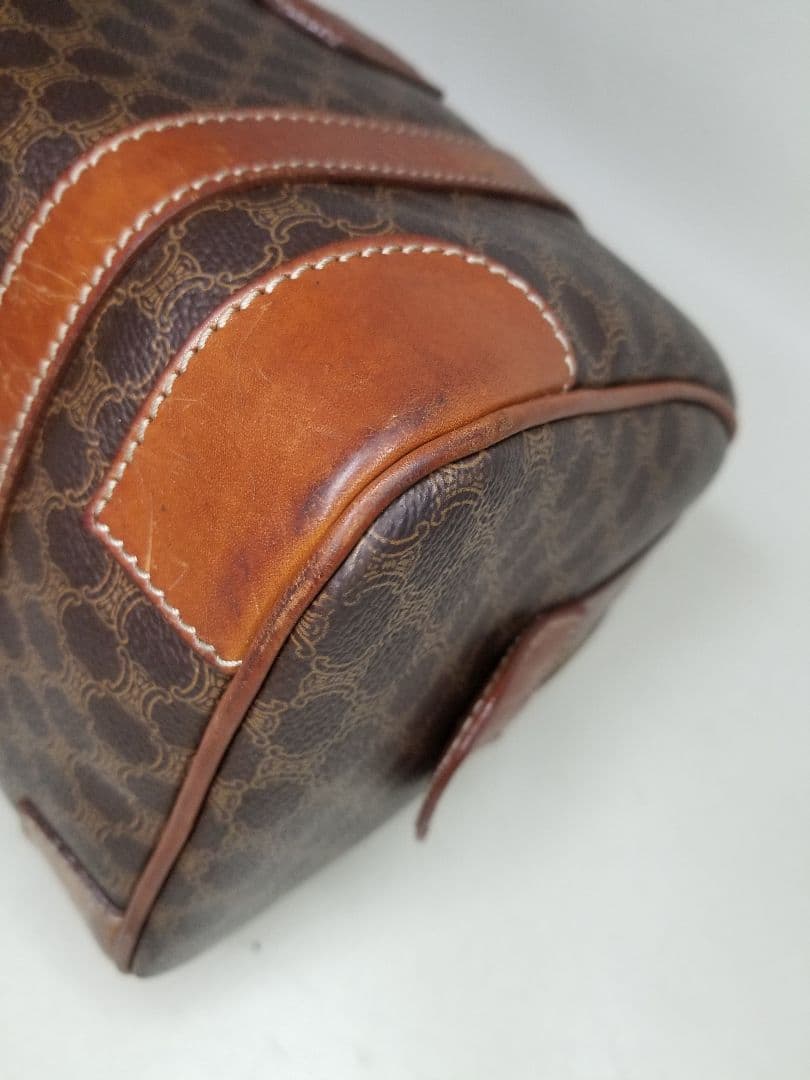 CELINE ハンドバッグ　ミニボストンバッグ　マカダム柄　ダークブラウン