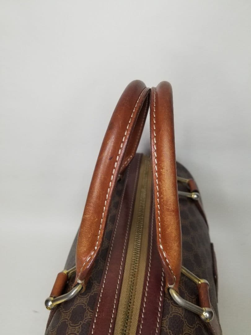 CELINE ハンドバッグ　ミニボストンバッグ　マカダム柄　ダークブラウン