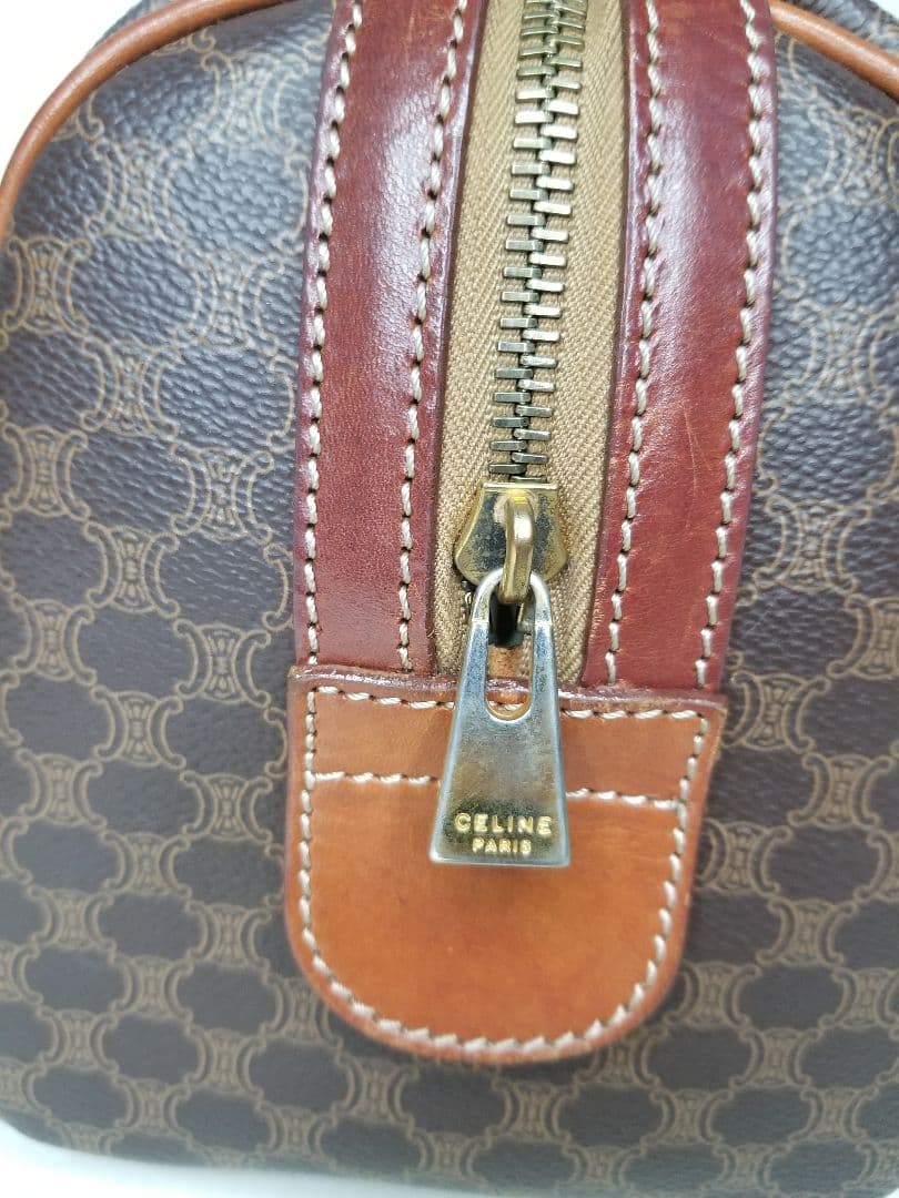 CELINE ハンドバッグ　ミニボストンバッグ　マカダム柄　ダークブラウン