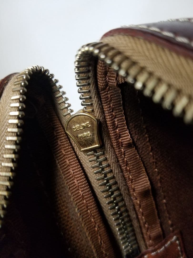 CELINE ハンドバッグ　ミニボストンバッグ　マカダム柄　ダークブラウン