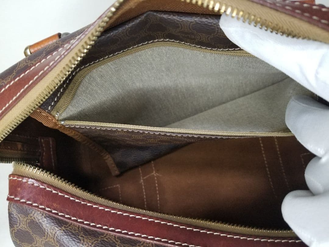 CELINE ハンドバッグ　ミニボストンバッグ　マカダム柄　ダークブラウン