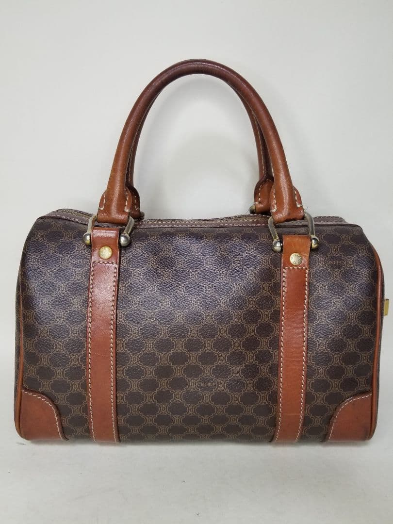 CELINE ハンドバッグ　ミニボストンバッグ　マカダム柄　ダークブラウン