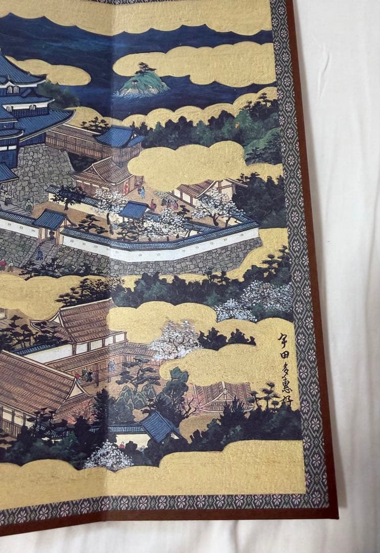 安土 南蛮図屏風 2個セット｜説明書・新聞切り抜き付｜記念複製屏風