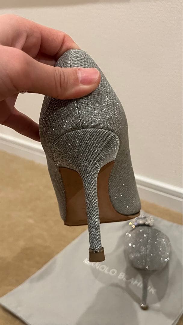 Manolo Blahnik シルバー ハイヒール　38/5