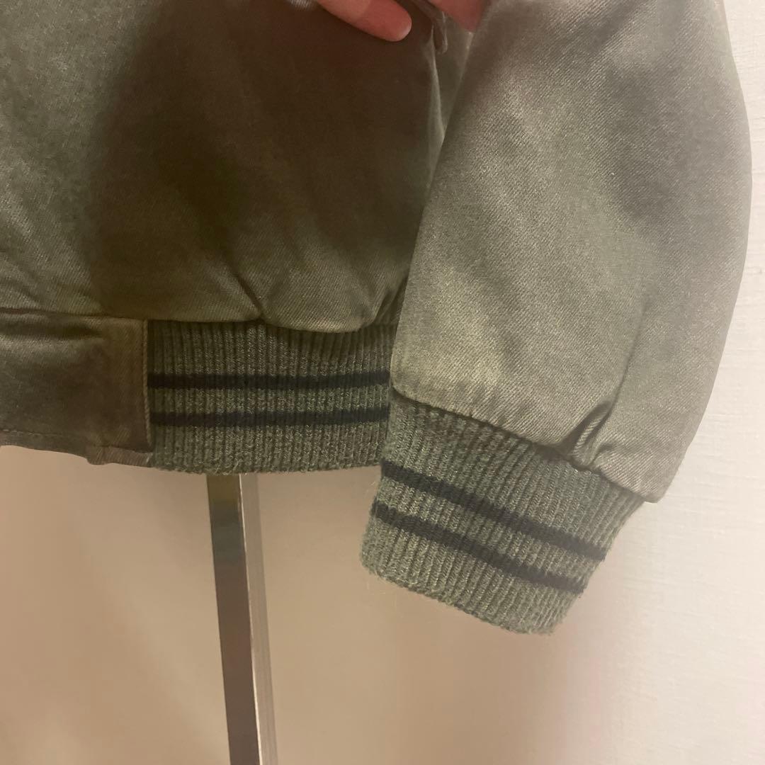 hott:DESIGUALバックレザー刺繍ミリタリーモスグリーンブルゾン