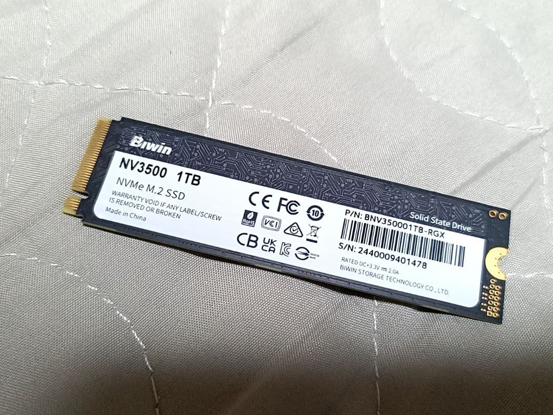 内蔵型SSD BIWIN M.2 NVMe SSD1TB NV3500 PCIe Gen3.0