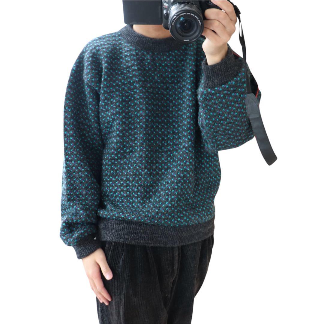 レアカラー 80s L.L. Bean エルエルビーン バーズアイ ニット L