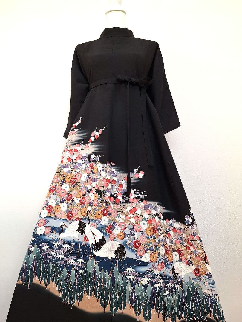 着物リメイクワンピース3678