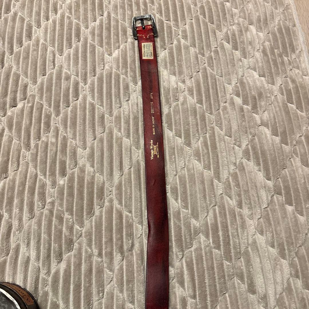 Vintage Works レザーベルト 赤 日本製 希少カラー