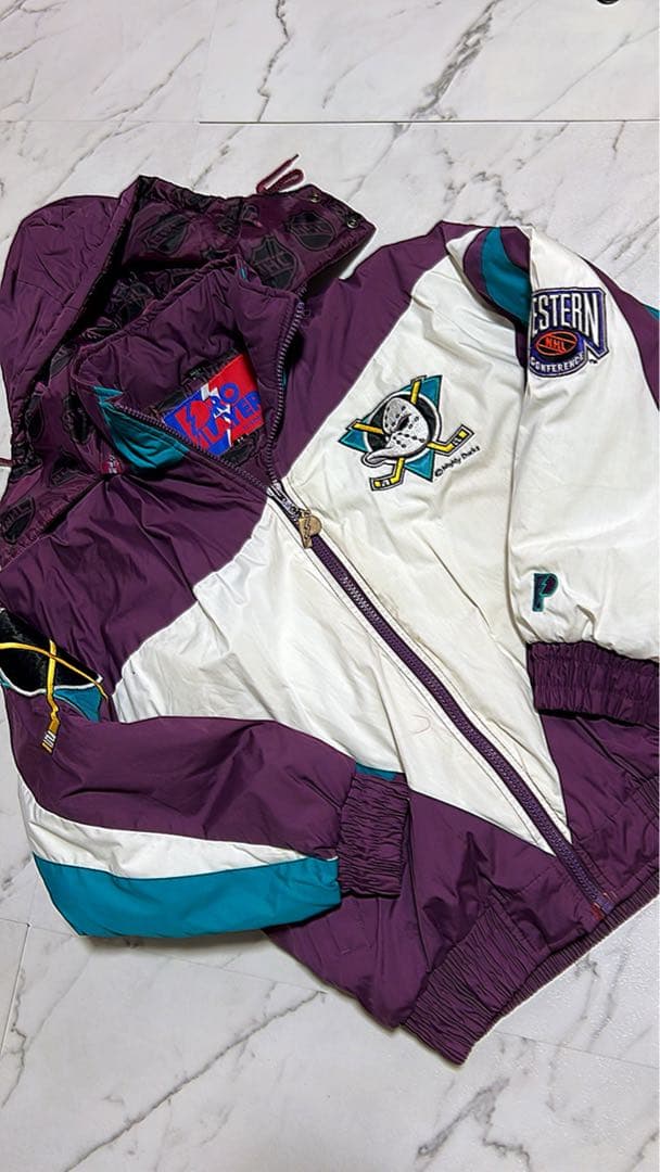 レア希少M☆90sNFL マイティーダックス両面刺繍ナイロンジャケット古着