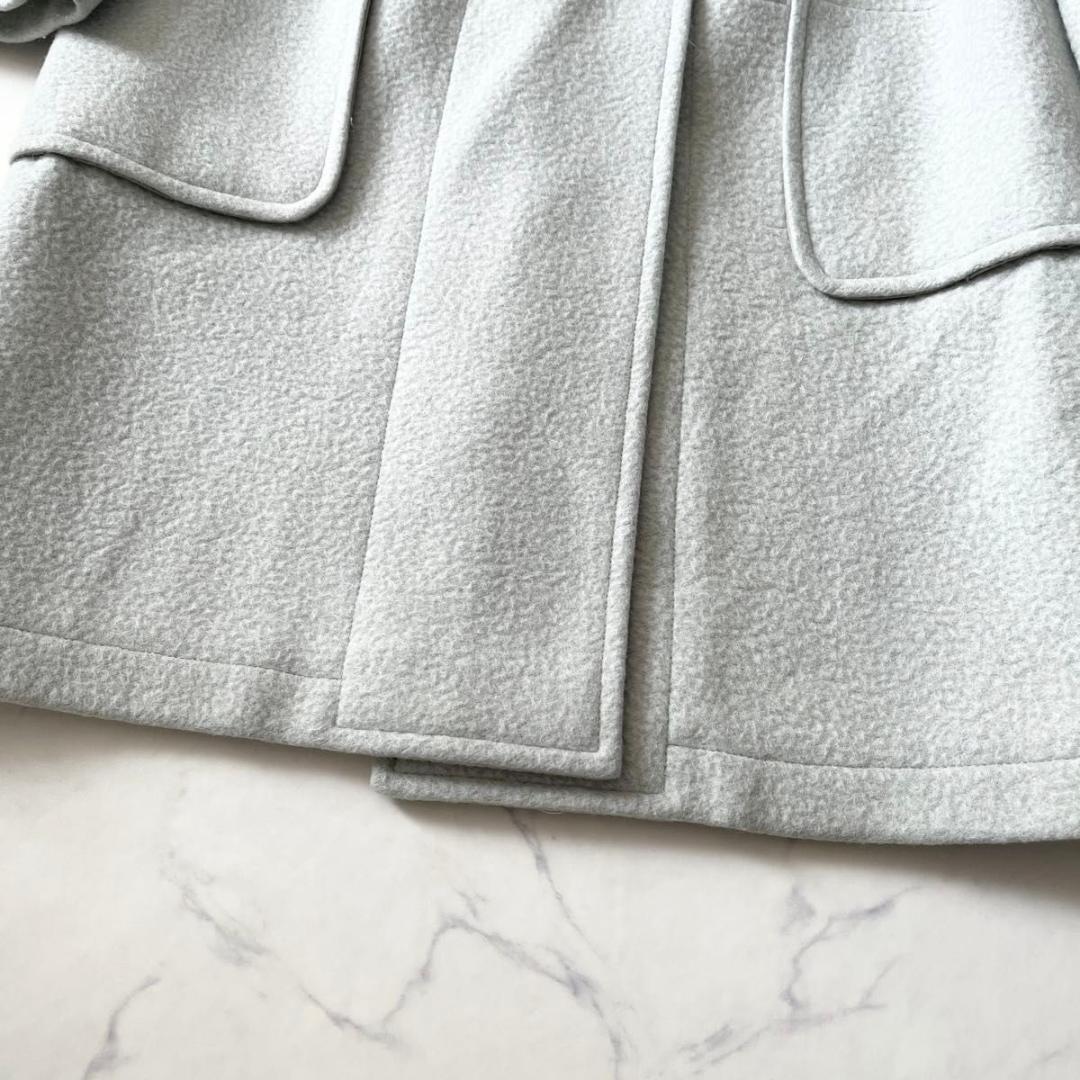 【美品】スポーツマックス モヘヤ混 ロング丈 ダッフルコート 水色 Lサイズ